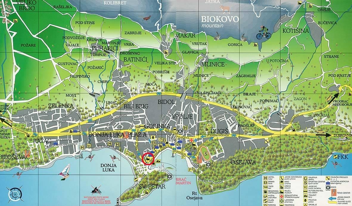 نقشہ کے جزیرہ نما پر makarska کروشیا