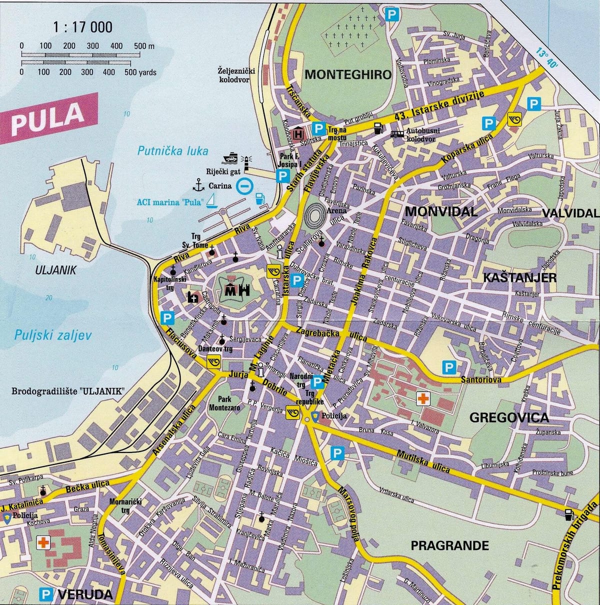 سیاحوں کے نقشے سے pula کروشیا
