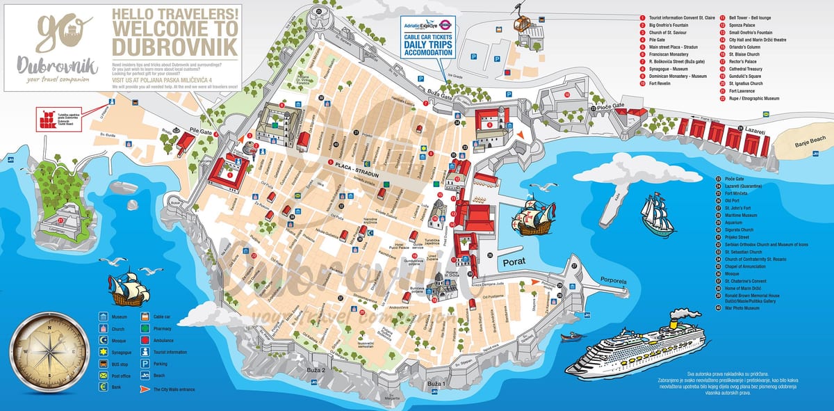 نقشہ کے پرانے شہر dubrovnik کروشیا