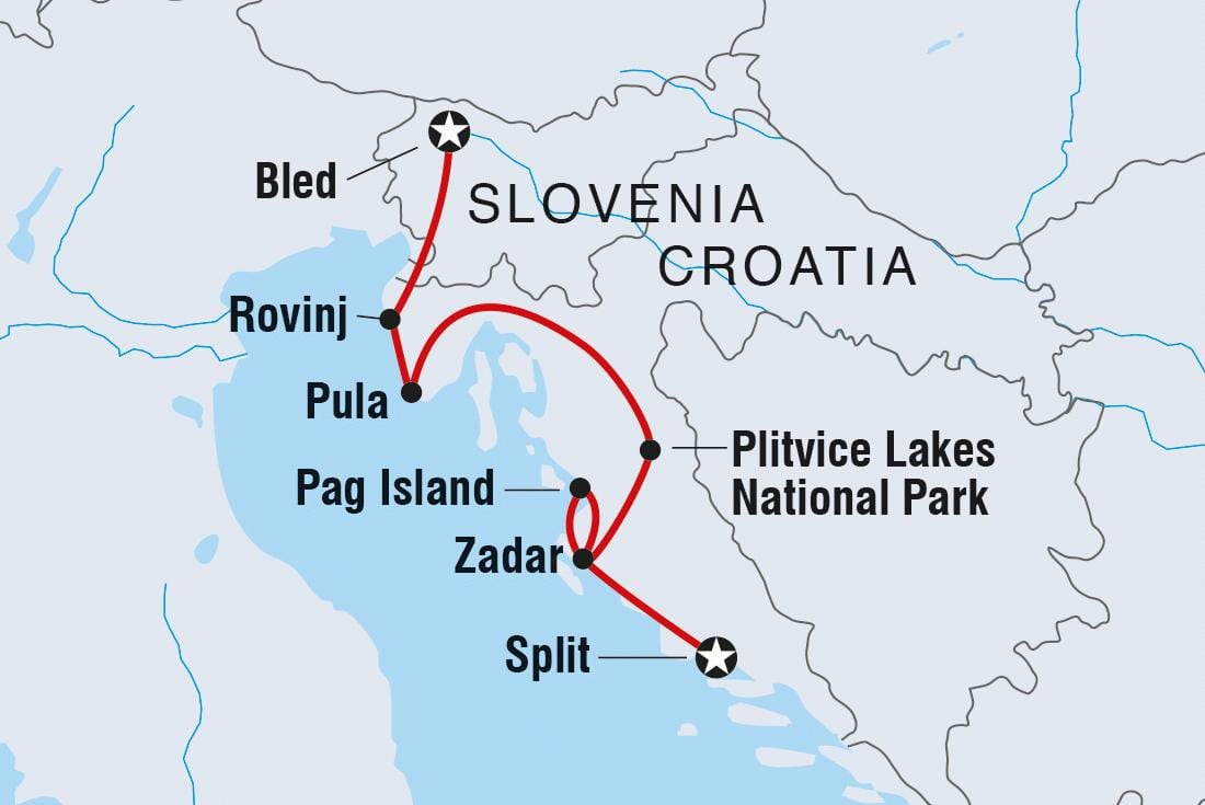plitvice کروشیا کا نقشہ