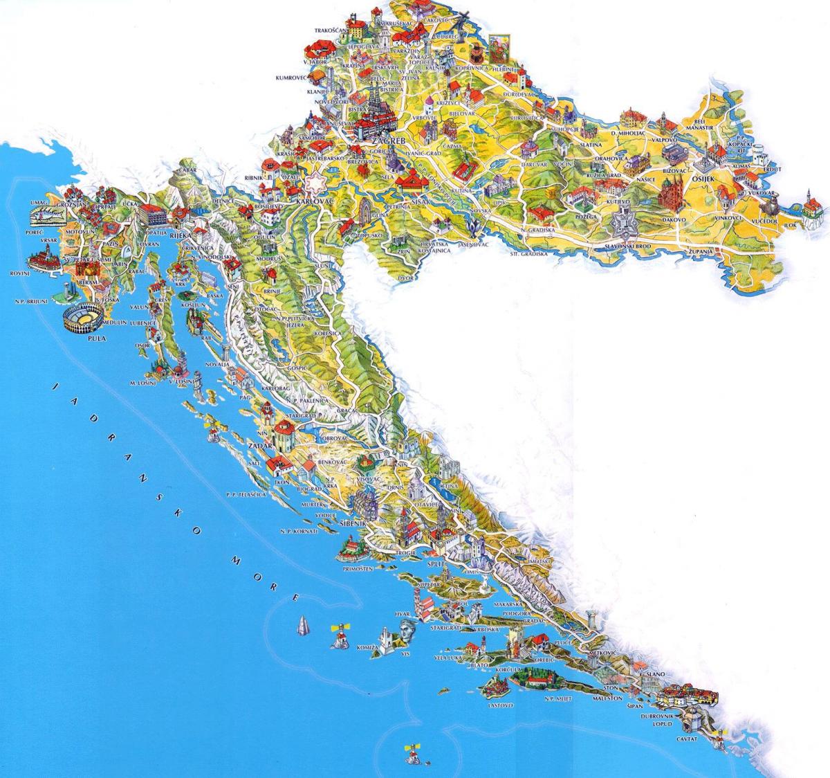 کروشیا سیاحوں کی پرکشش مقامات کے نقشے