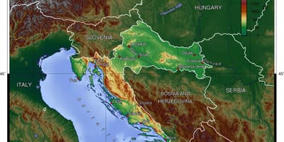 نقشہ کروشیا کے topographic 