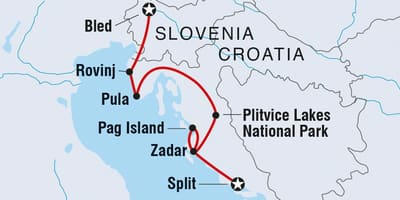 Plitvice کروشیا کا نقشہ